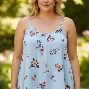 NWT Torrid Blue Floral Dobby Cami Tank | Size 2 (2X 18/20) Flowy